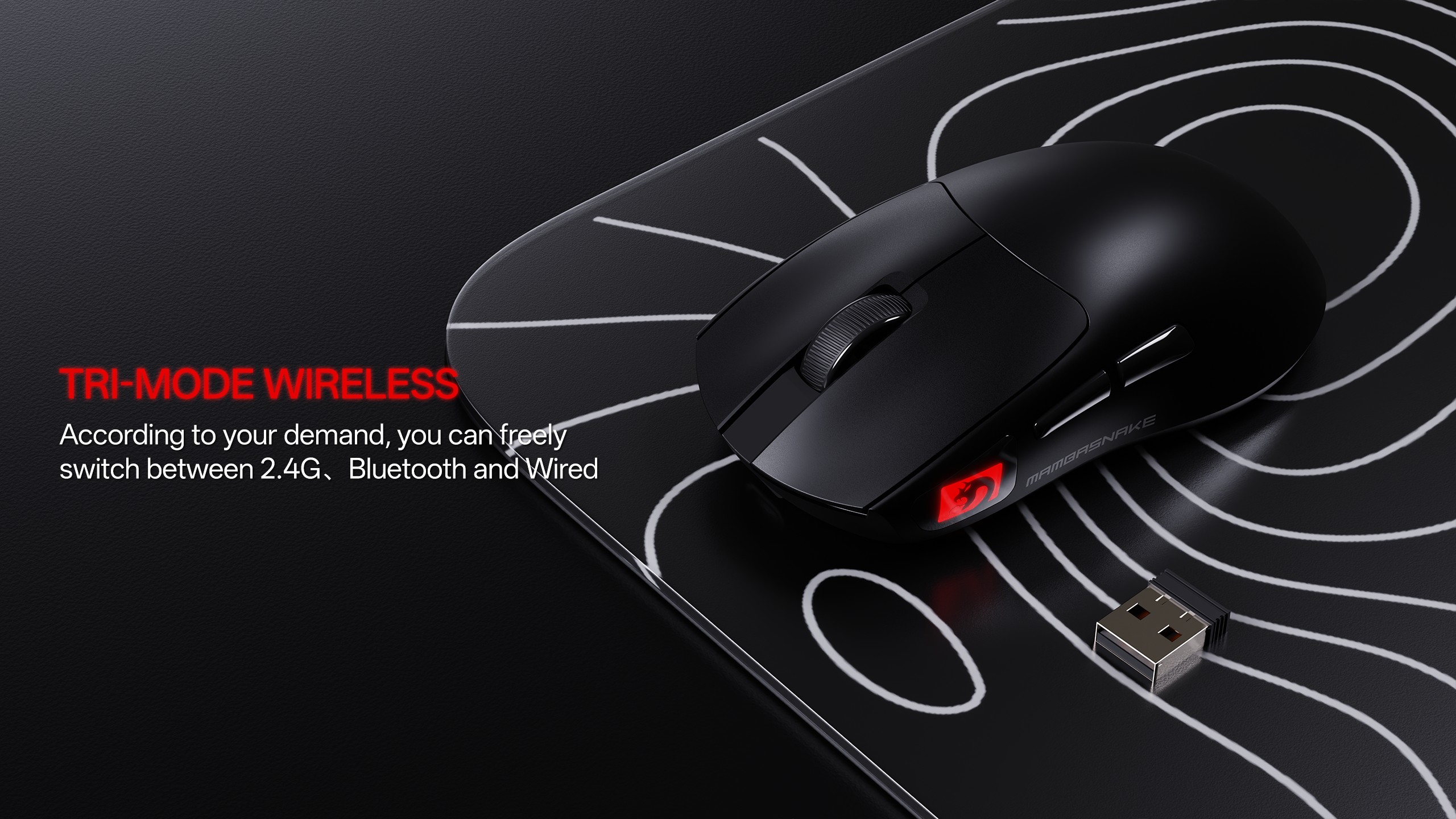 MAMBASNAKE M4 Wireless Lightweight Gaming Mouse With a Color Screen