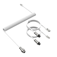 White coiled USB C keyboard cable