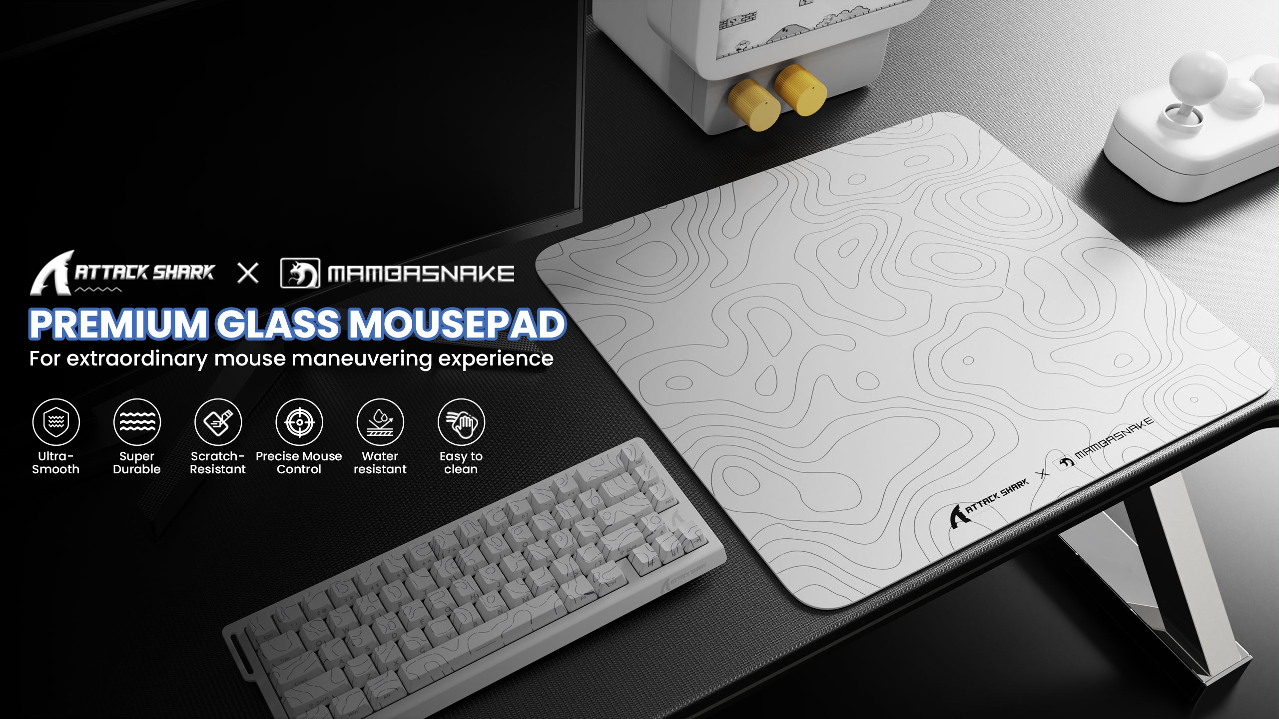 MAMBASNAKE CM05 Tempered Glass Gaming Mouse Pad