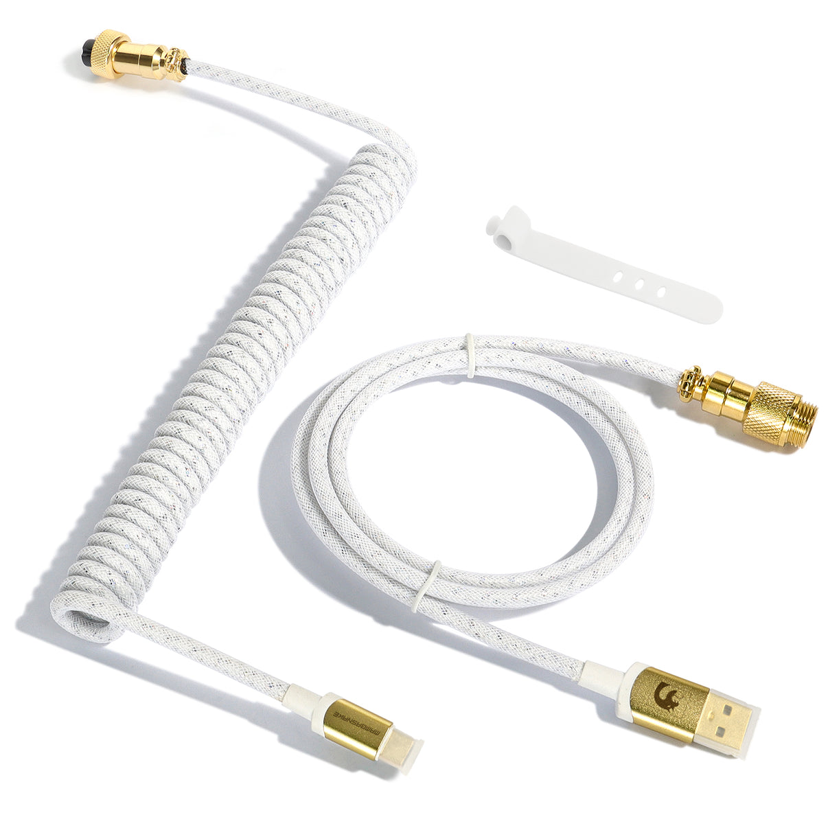 MAMBASNAKE C03 White Coiled Keyboard Cable with Gold Connectors