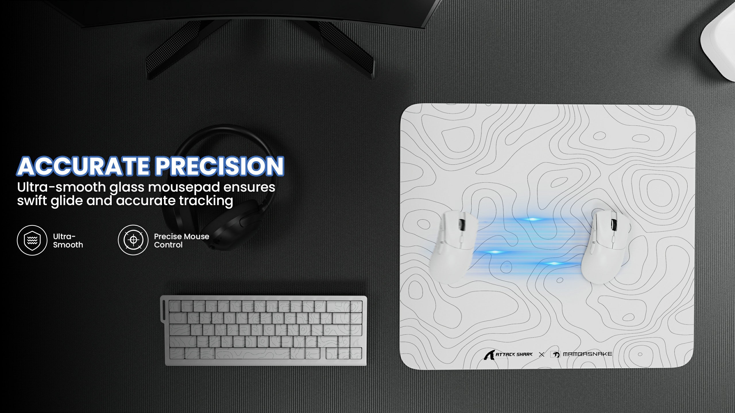 MAMBASNAKE CM05 Tempered Glass Gaming Mouse Pad