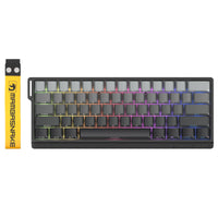 MAMBASNAKE X60 HE Wireless 60% Keyboard with RGB. Features magnetic switches, PBT keycaps, and rapid trigger for gaming. Grey color.