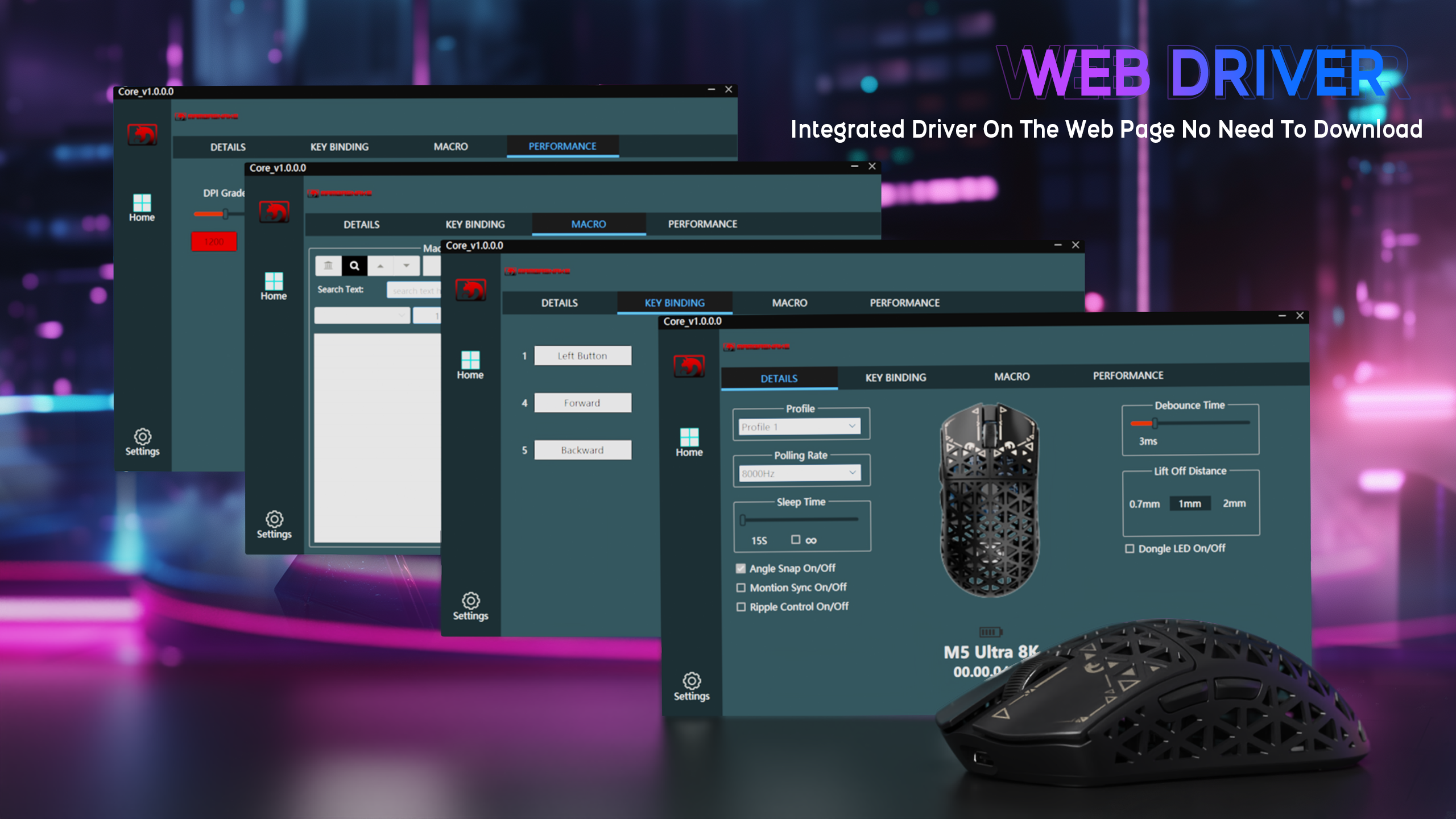 MAMBASNAKE M5 Ultra Carbon Fiber Wireless PAW3950MAX Gaming Mouse with 8KHz Coiled Cable