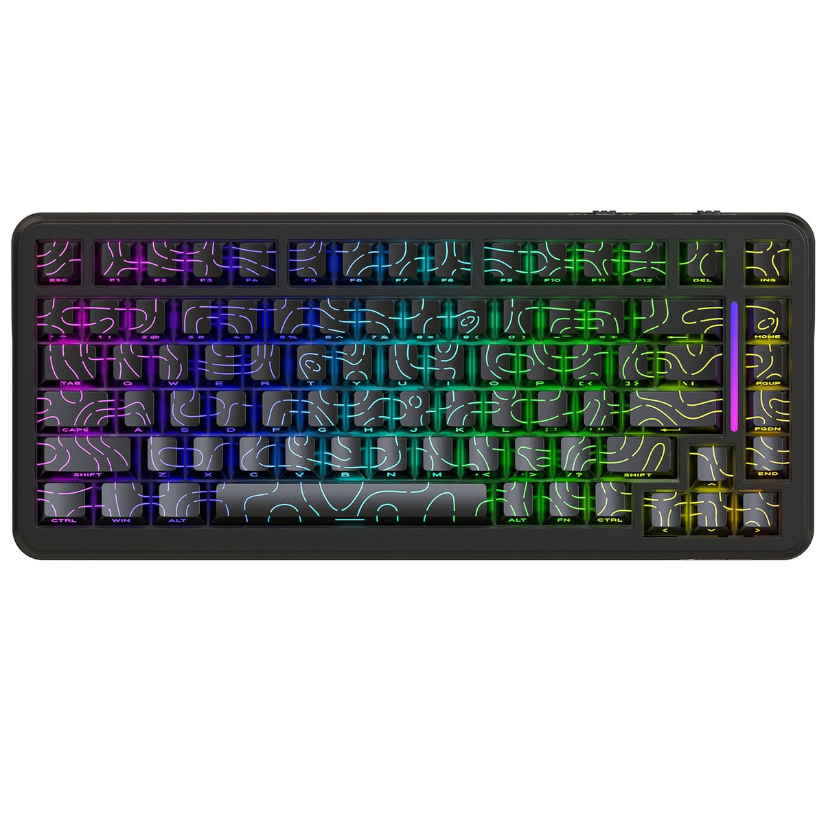 MAMBASNAKE M82 HE 75% Gaming Keyboard with RGB lighting and rapid trigger. Black body with customized keycap design.
