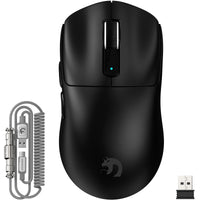 MAMBASNAKE M3 Lightweight Wireless Gaming Mouse in black, includes USB receiver and coiled cable for 8KHz.