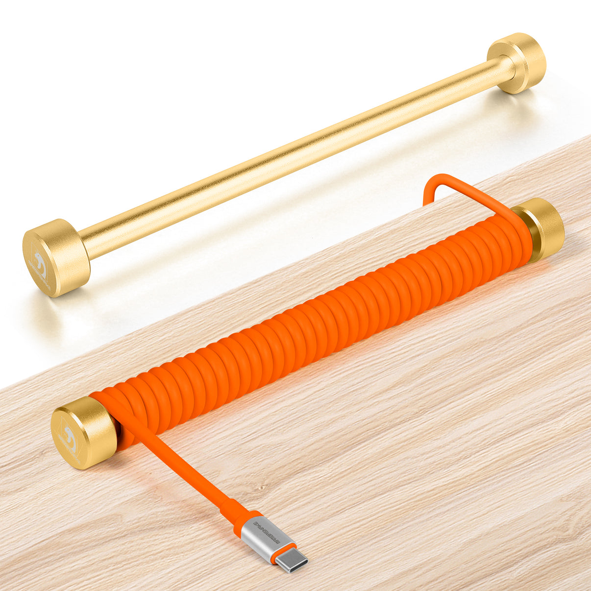 Coiled keyboard cable with winder, for neat cable management