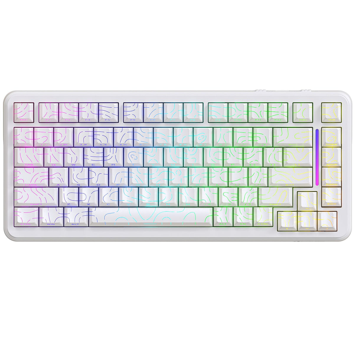 MAMBASNAKE M82 HE 75% Gaming Keyboard - White with RGB, compact design, and magnetic axis.