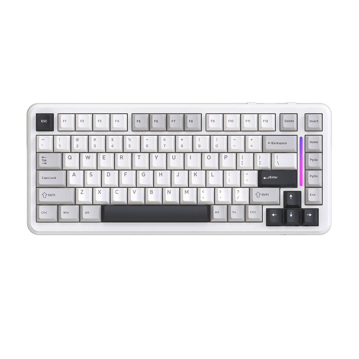 MAMBASNAKE M82 HE 75% gaming keyboard, white, RGB, magnetic switch, compact design for gaming with fast trigger.