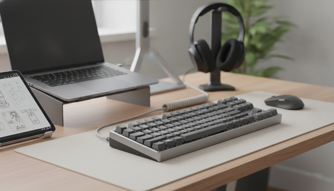 Gaming keyboard with software setup checks on a desk for a buyer comparing firmware, drivers, and recovery support