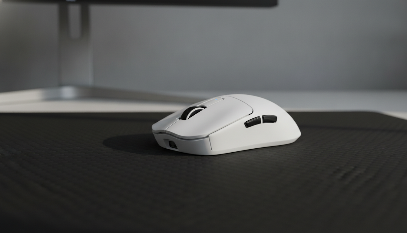 Lightweight wireless gaming mouse positioned on a large gaming surface for a fast-tracking performance guide