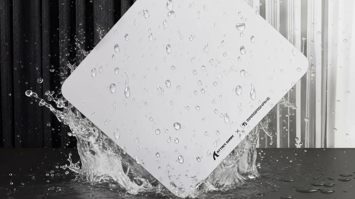 White Hard Mouse Pad With Splashing Water Showing Waterproof Feature