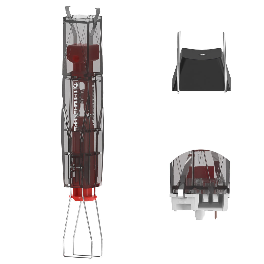 MAMBASNAKE KS01 2-in-1 keycap and switch puller tool with transparent gray body and red core