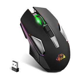 ZIYOU LANG X18 Wireless Gaming Mouse 2.4G, Rechargable-XG502, 600mAh Ultra-Long Life, 7 RGB Light, 2400 DPI, Intelligent Power Saving, Silent Click, USB Receiver, Optical, for PC/Mac/PS4/XBOX (Black)