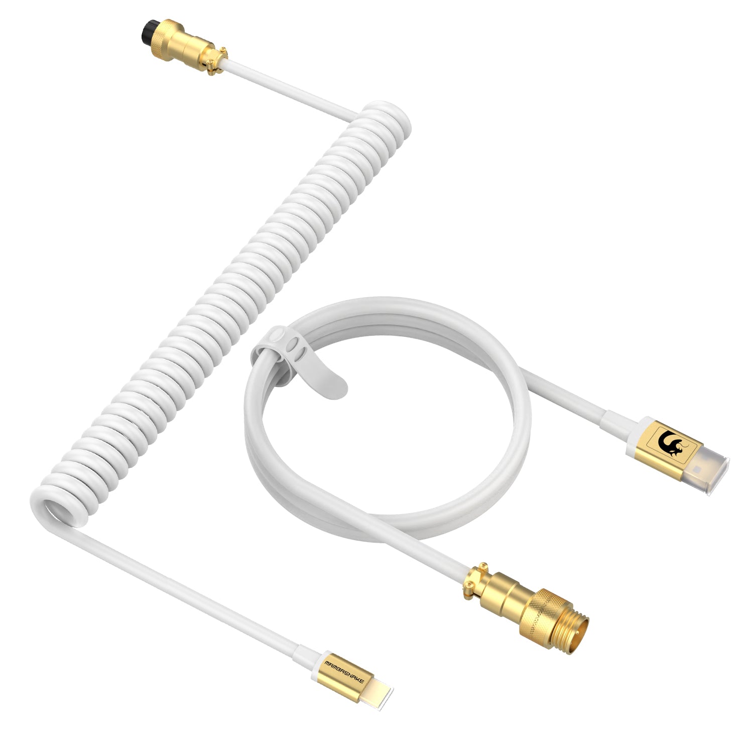 MAMBASNAKE Coiled Gaming Keyboard Cable, Pro Custom USB-C Cable for Mechanical Keyboard, TPU Spring Type-C Cable with Metal Aviation Connector