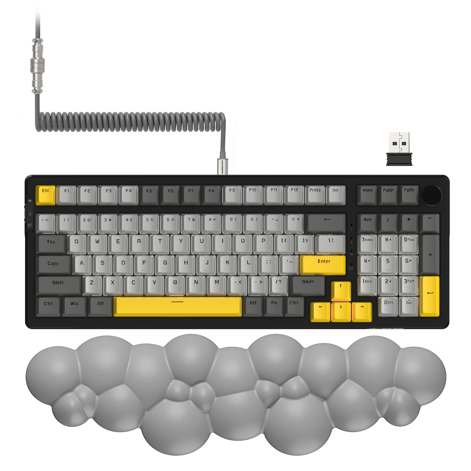 AJAZZ AK992 Hotswap Mechanical Keyboard,LIGHTSYNC RGB,4000mAh Battery,2.4Ghz/BT5.0/Wired, GASKET Mount ,99 Key with Volume Knob,PBT Keycaps for Win/Mac