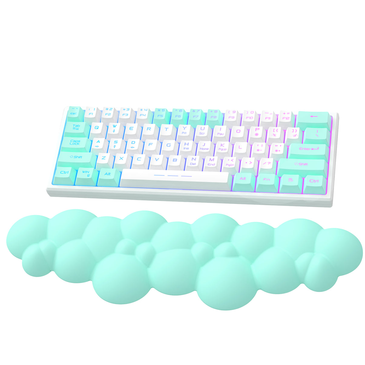 White keyboard with cloud wrist rest set