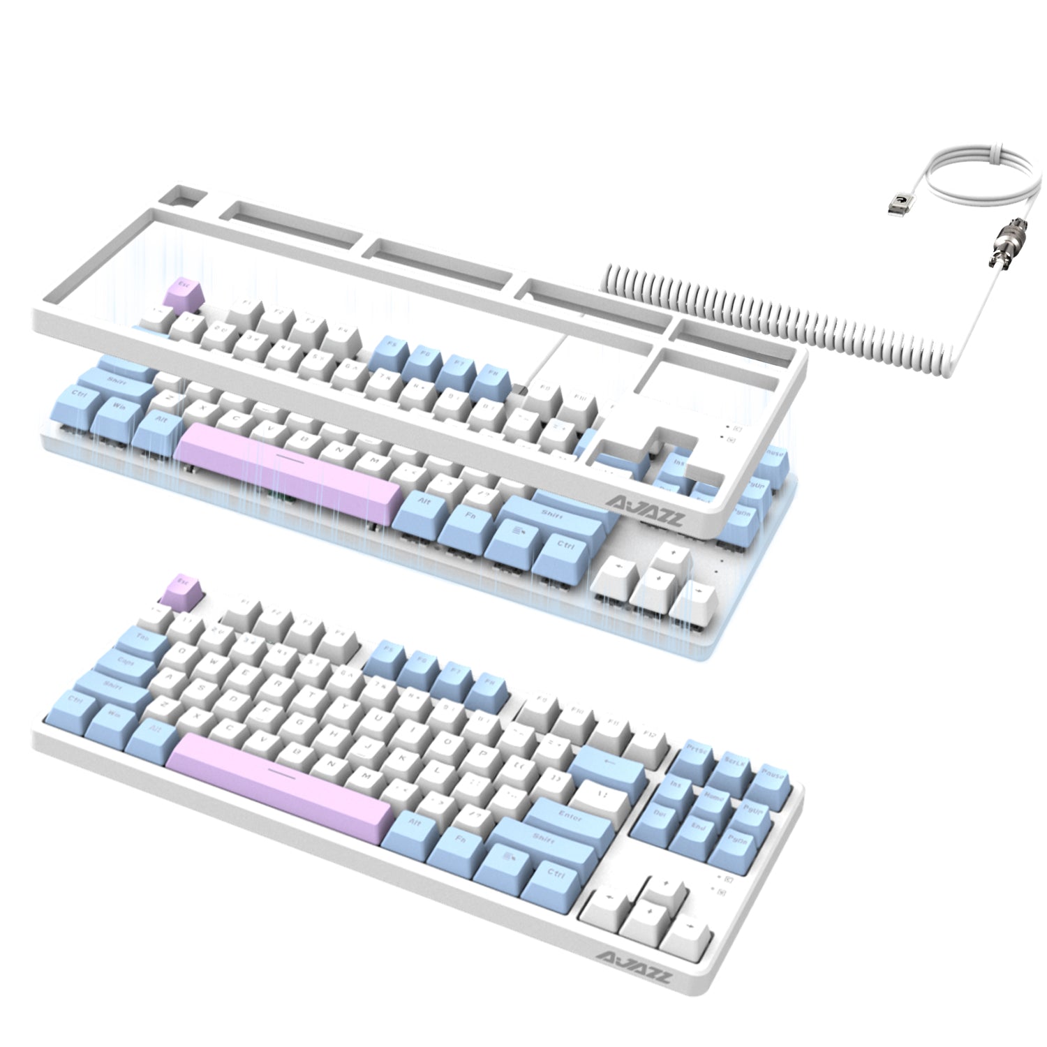 AJAZZ AK873-75% Wired Gaming Keyboard-Hot Swap Mechanical Keyboard-LIGHTSYNC RGB Compact 87 Keys-Magnetic Upper Cover for PC/Mac