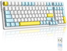 K96 Wireless Mechanical Keyboard,BT/2.4Ghz,Type C/USB A 2-in-1 Receiver,Hot Swap,100 Key Compact 96% Layout,with Numpad,Red Switch