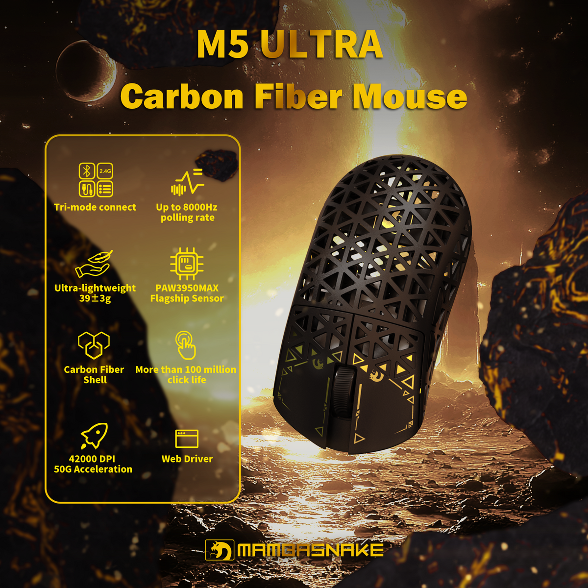 Ultra-Light Gaming Mouse | 8K Hz | Carbon Fiber – MAMBASNAKE