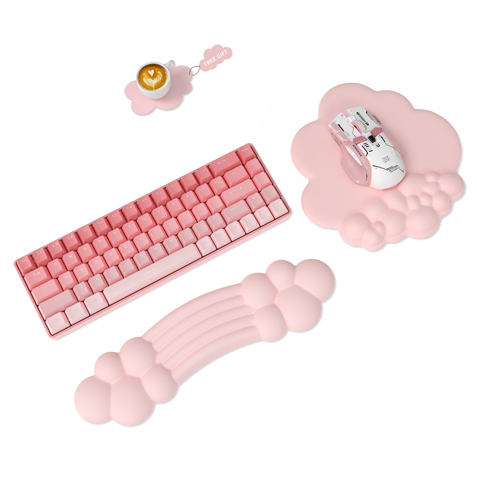 MAMBASNAKE Rainbow Cloud Wrist Rest Combo, Mouse Wrist Support for Ergonomic Pain Relief,Cute Desk Accessory for Home Office