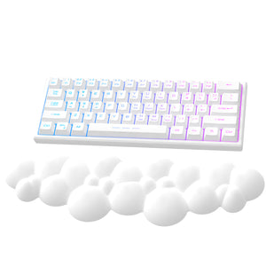 White keyboard and cloud wrist rest, ergonomic design