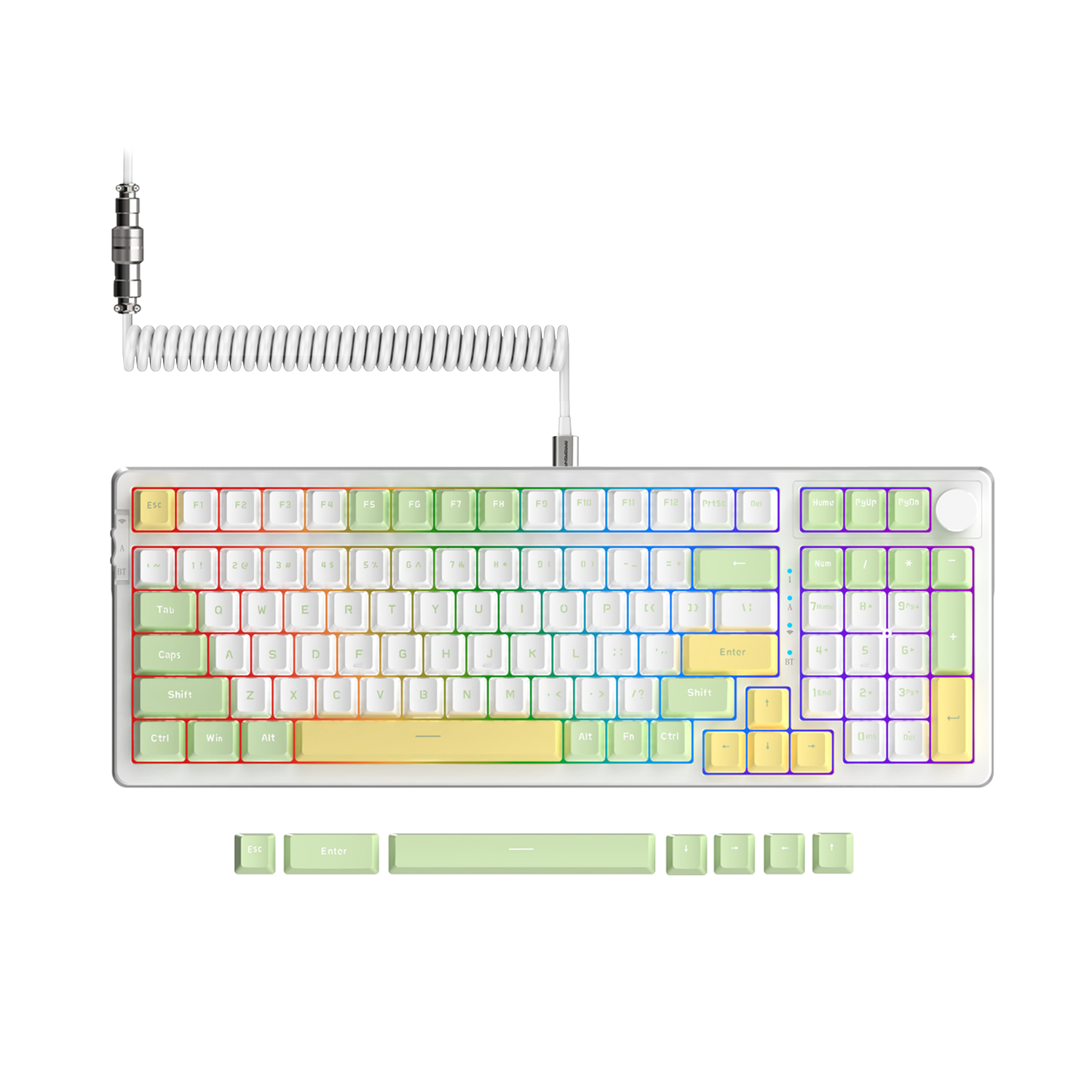 AJAZZ AK992 Hotswap Mechanical Keyboard,LIGHTSYNC RGB,4000mAh Battery,2.4Ghz/BT5.0/Wired, GASKET Mount ,99 Key with Volume Knob,PBT Keycaps for Win/Mac