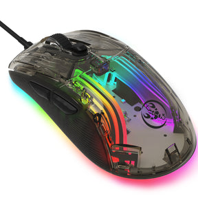 HXSJ X400 Transparent Mouse, Ultralight Wired Gaming Mouse, 13 RGB Backlit Mice, 6 Adjustable DPI 12800 Marco Program Mice, USB Optical Mice for Win10/Xbox/PS4/PS5/Mac/HP/Acer