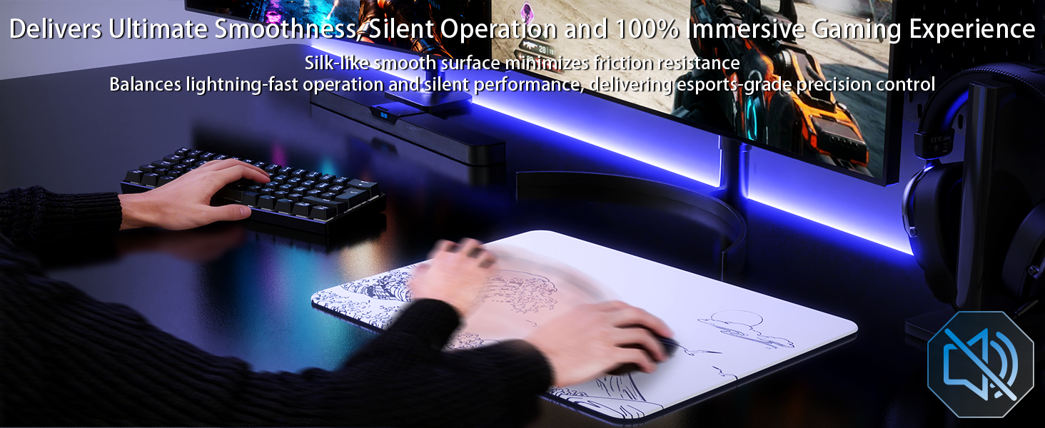 MAMBASNAKE CM05SE Tempered Glass Gaming Mouse Pad