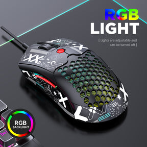 ZIYOU LANG M5PRO Ultralight Wired Gaming Mouse, Lightweight Honeycomb Shell, Pixart PAW3325, 6 Adjustable DPI 12000, 26 RGB Breathing Backlit Mice, 65g, USB Optical Model O Mice for Win11/Xbox/PS/Mac