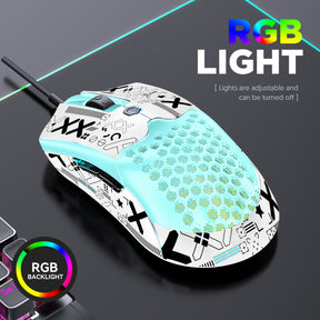 ZIYOU LANG M5PRO Ultralight Wired Gaming Mouse, Lightweight Honeycomb Shell, Pixart PAW3325, 6 Adjustable DPI 12000, 26 RGB Breathing Backlit Mice, 65g, USB Optical Model O Mice for Win11/Xbox/PS/Mac