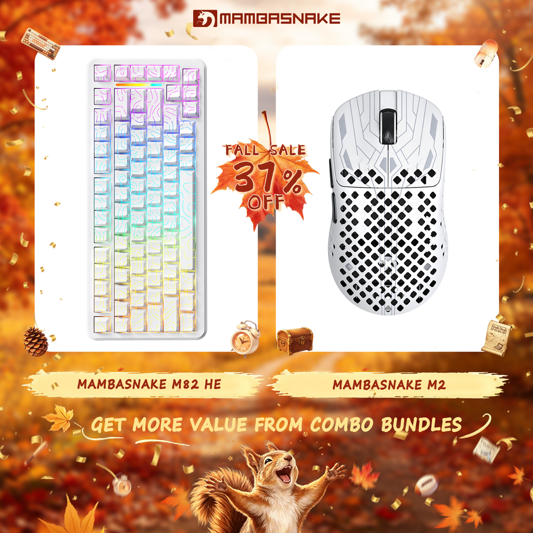 MAMBASNAKE M2 Carbon Fiber Lightweight Wireless Gaming Mouse & MAMBASNAKE M82 HE Rapid Trigger Gaming Keyboard Bundle