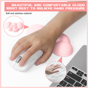 MAMBASNAKE Cloud Wrist Rest for Keyboard and Mouse, 2 in 1 Mouse pad Rests with Coaster, Ergonomic Design for Typing Pain Relief