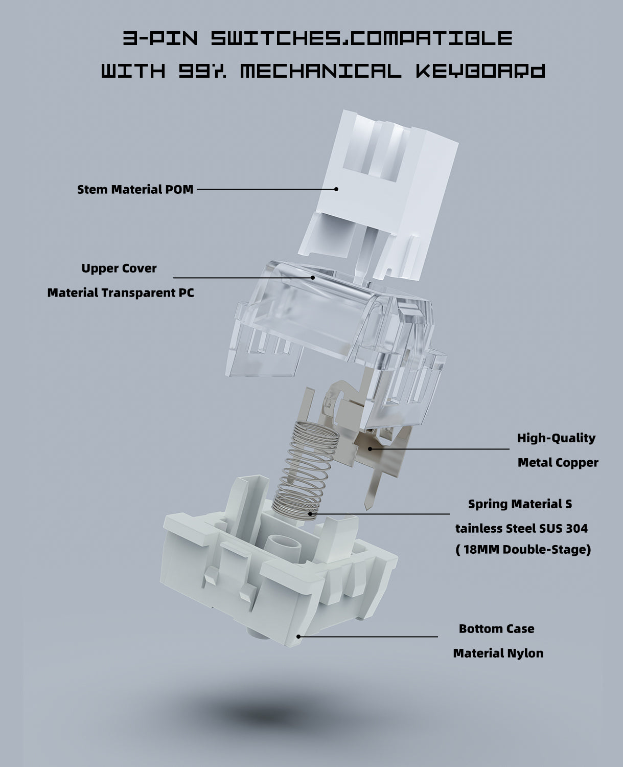 ATTACK SHARK Switches for Mechanical Keyboard, MX Switches for DIY Keyboard