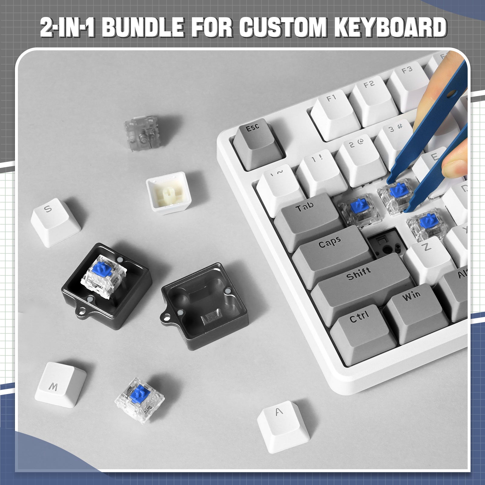 Switch Opener Kit with Switch Puller, Aluminum Mechanical Keyboard Switch Opener for Cherry MX Gateron Kailh Box Outemu Akko Panda Switch