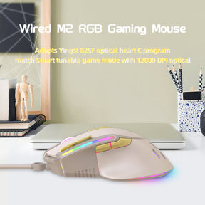 ZIYOU LANG M2 RGB Wired Gaming Mouse, Computer PC Mice USB Honeycomb Mouse Programmable, Adjustable 12800 DPI, for PS4/PC/Mac