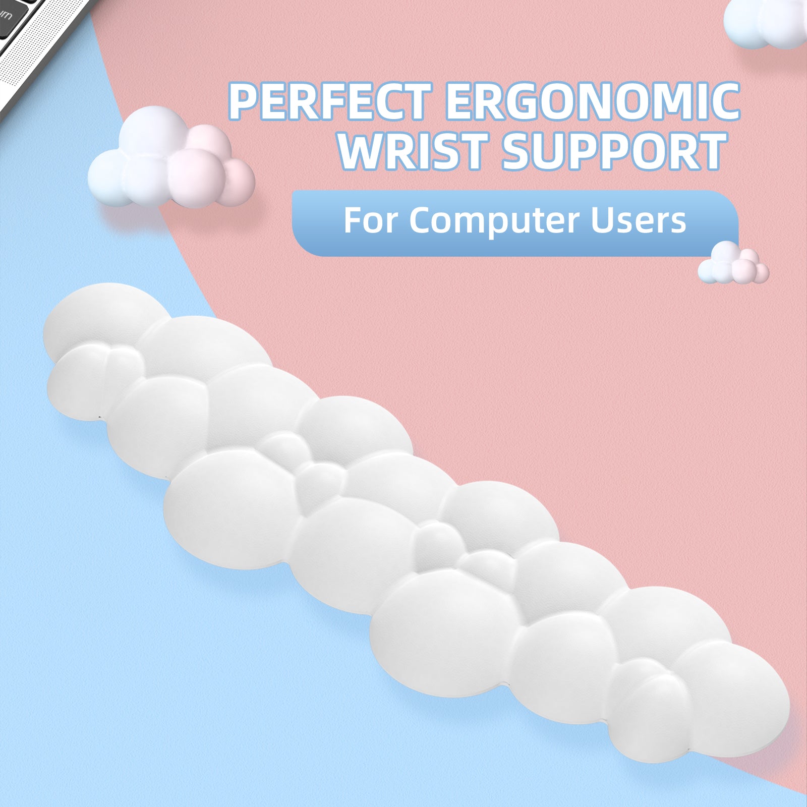 MAMBASNAKE Keyboard Cloud Wrist Rest, Memory Foam, Non-Slip Base for Typing Pain Relief, Ergonomic Wrist Support for Home Office