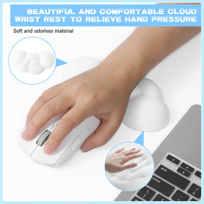 MAMBASNAKE Cloud Wrist Rest for Keyboard and Mouse, 2 in 1 Mouse pad Rests with Coaster, Ergonomic Design for Typing Pain Relief