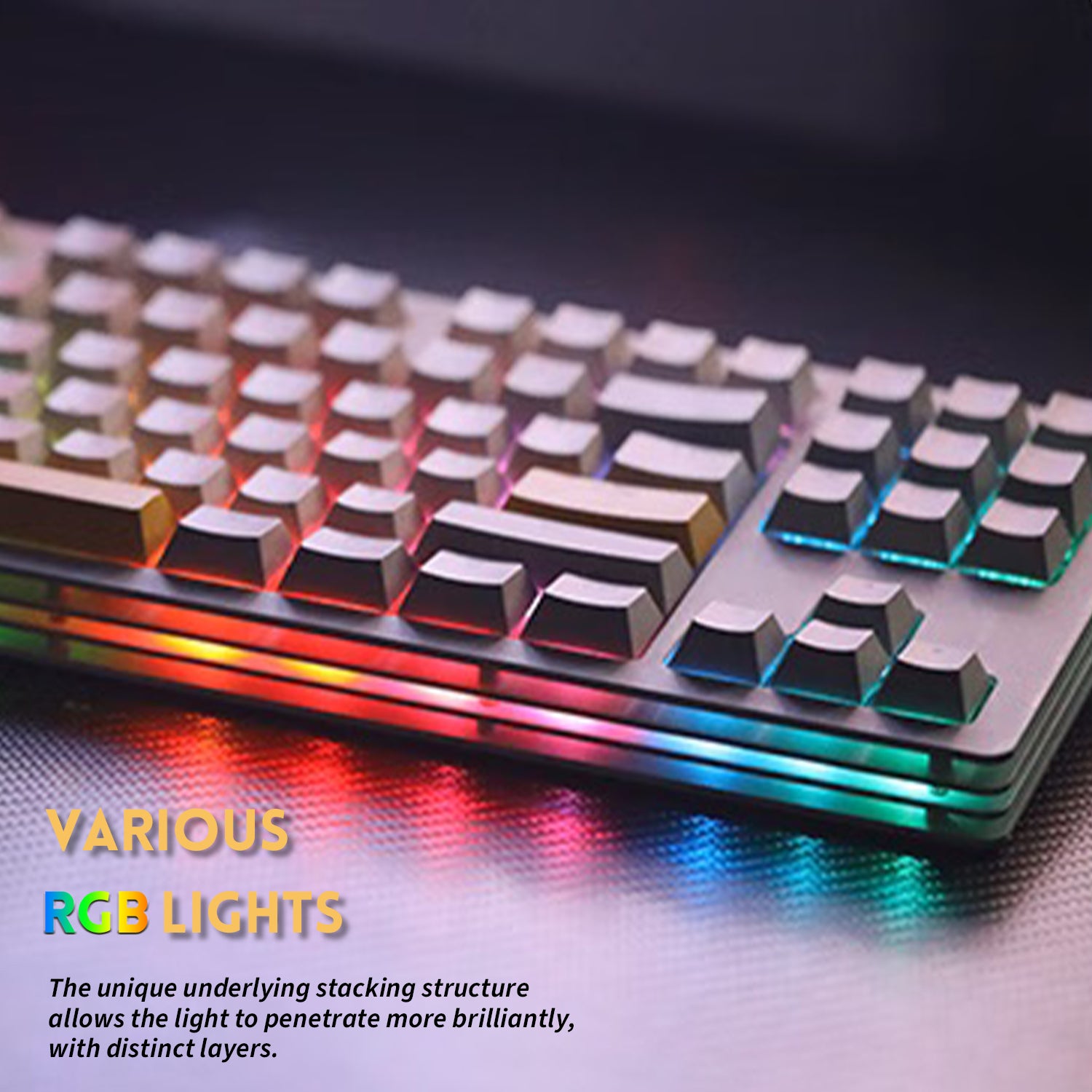 AJAZZ AKC087 Mechanical Keyboard, Tri-mode Connection, BT5.0 Wireless Keyboard, Multi-layer Metal Base, Compact 87 Keys Layout, TKL, Retro Tricolor, Hotswappable Rechargeable RGB Keyboard, for Win/Mac