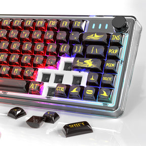 ATTACK SHARK K75 Mechanical Keyboard, Transparent PC Keycaps, Custom RGB Gaming Keyboard, Gasket QMK/VIA Keyboard, Linear Switch, Coiled Cable, TKL Hot Swappable Wired Keyboard for PC Gamer