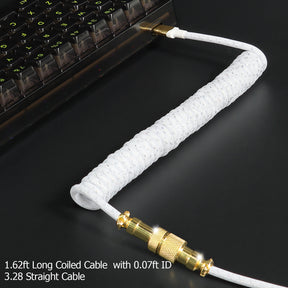 MAMBASNAKE C03 Custom Coiled USB C Cable for Gaming Keyboard, Starlight Braided Type C Charging Cable with Detachable Metal Aviator