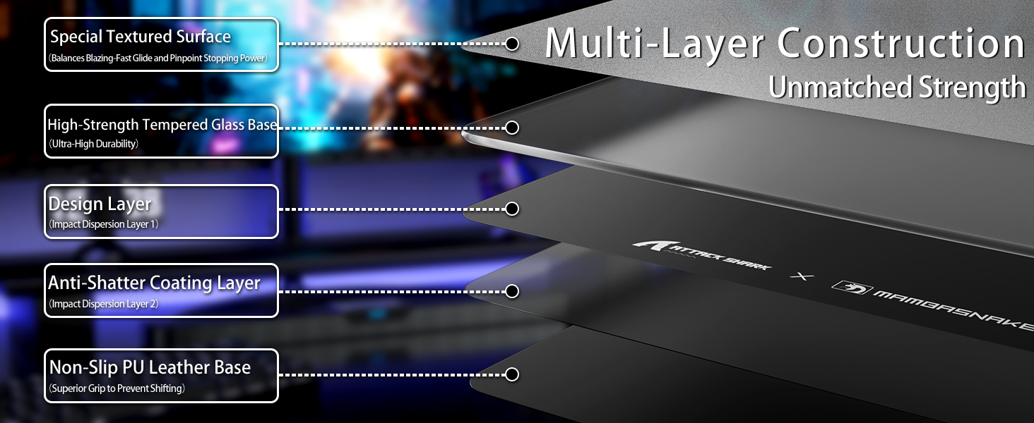 MAMBASNAKE CM05SE Tempered Glass Gaming Mouse Pad