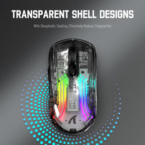 ATTACK SHARK X2 Wireless Transparent Gaming Mouse, Tri-Mode(2.4Ghz, Bluetooth 5.0, USB C Wired), PixArt 3212-RGB Backlit-2400DPI