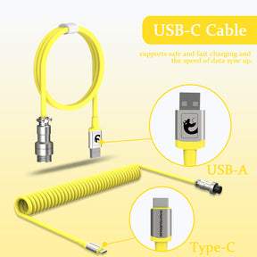 MAMBASNAKE Coiled Gaming Keyboard Cable, Pro Custom USB-C Cable for Mechanical Keyboard, TPU Spring Type-C Cable with Metal Aviation Connector