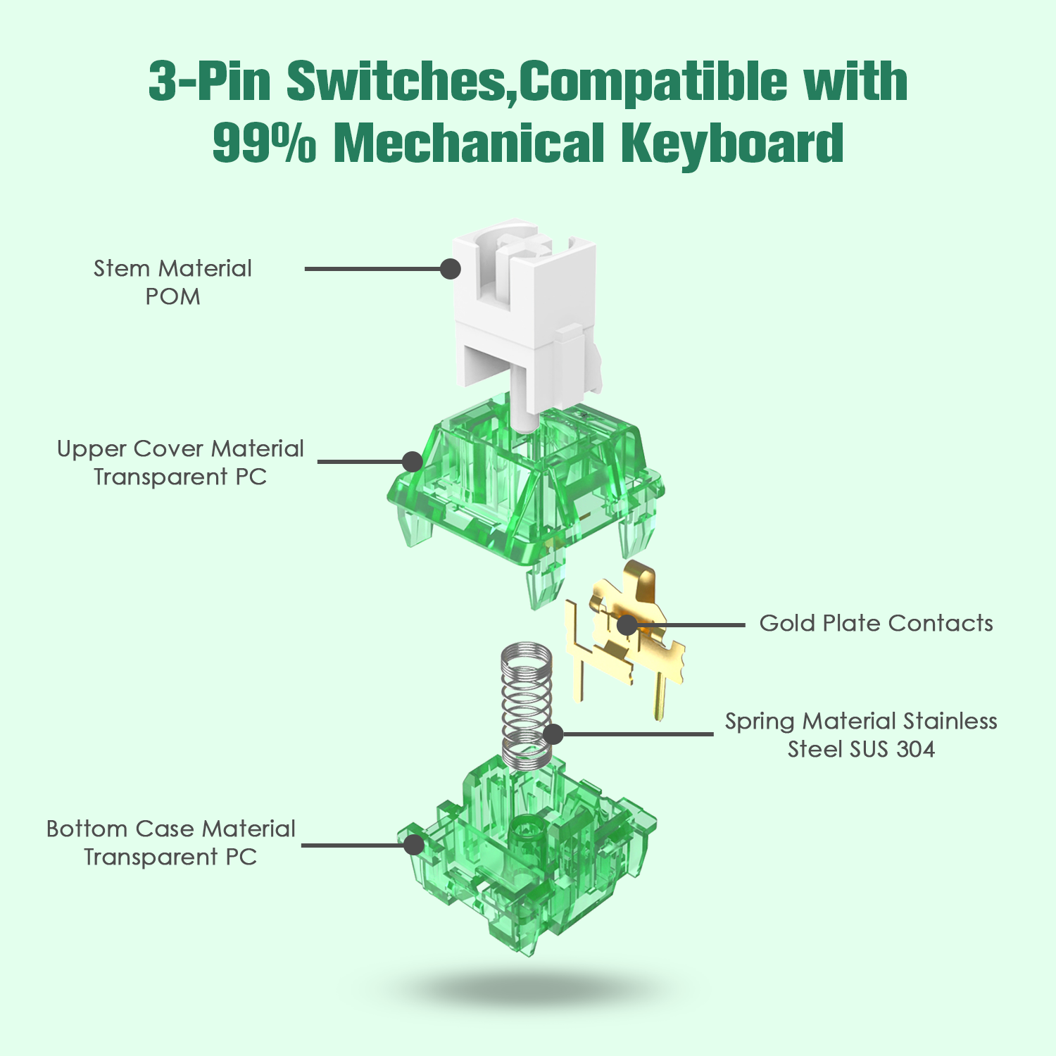 AJAZZ AS Switches for Mechanical Keyboard MX Switches for DIY Keyboard