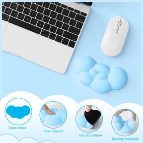 MAMBASNAKE Cloud Wrist Rest for Keyboard and Mouse, 2 in 1 Mouse pad Rests with Coaster, Ergonomic Design for Typing Pain Relief