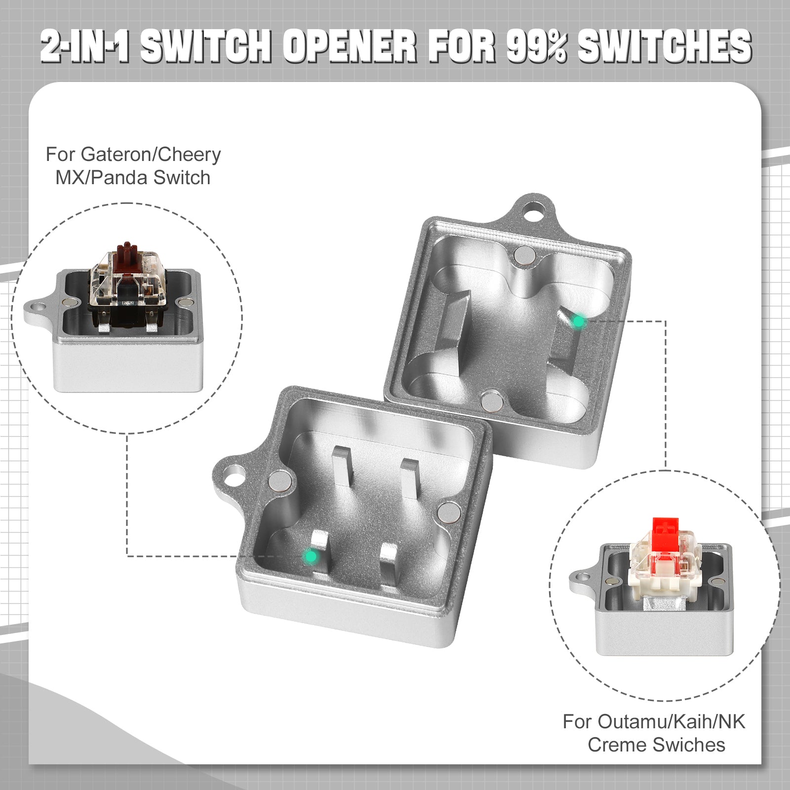 Switch Opener Kit with Switch Puller, Aluminum Mechanical Keyboard Switch Opener for Cherry MX Gateron Kailh Box Outemu Akko Panda Switch