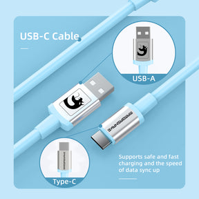 MAMBASNAKE Coiled Gaming Keyboard Cable, Pro Custom USB-C Cable for Mechanical Keyboard, TPU Spring Type-C Cable with Metal Aviation Connector