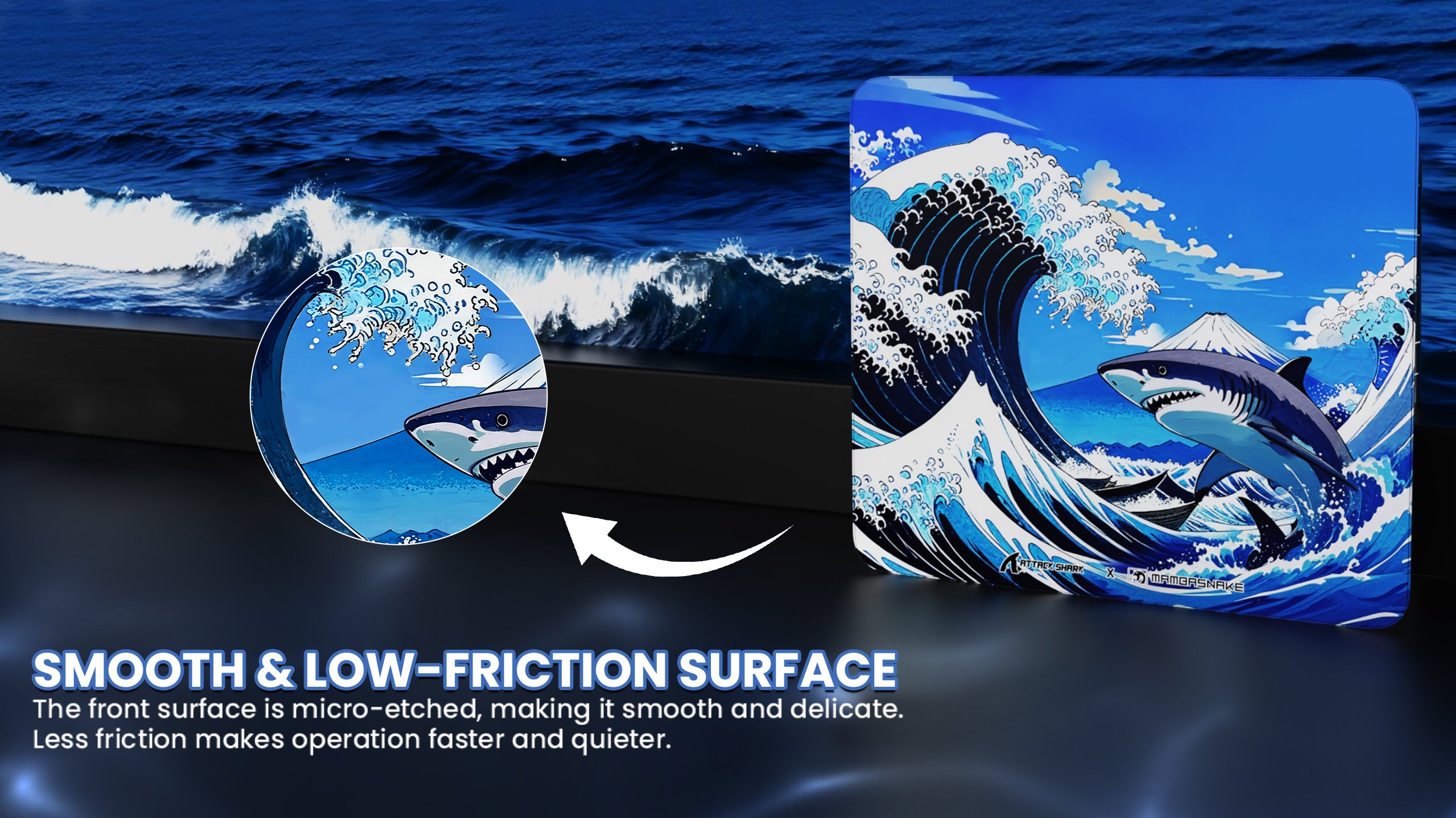 Tappetino per mouse da gioco in vetro temperato MAMBASNAKE CM05