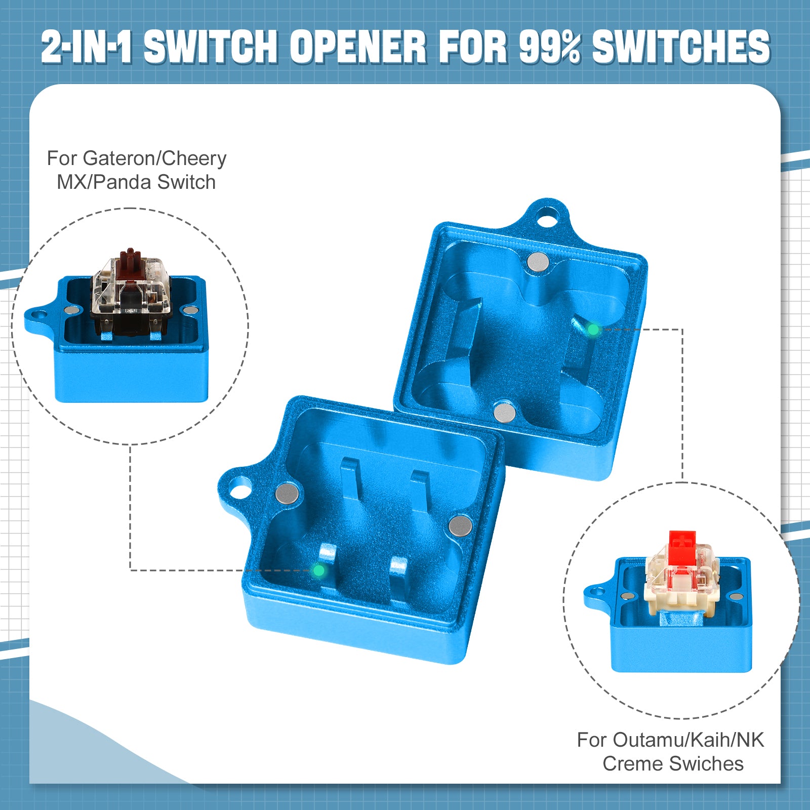 Switch Opener Kit with Switch Puller, Aluminum Mechanical Keyboard Switch Opener for Cherry MX Gateron Kailh Box Outemu Akko Panda Switch