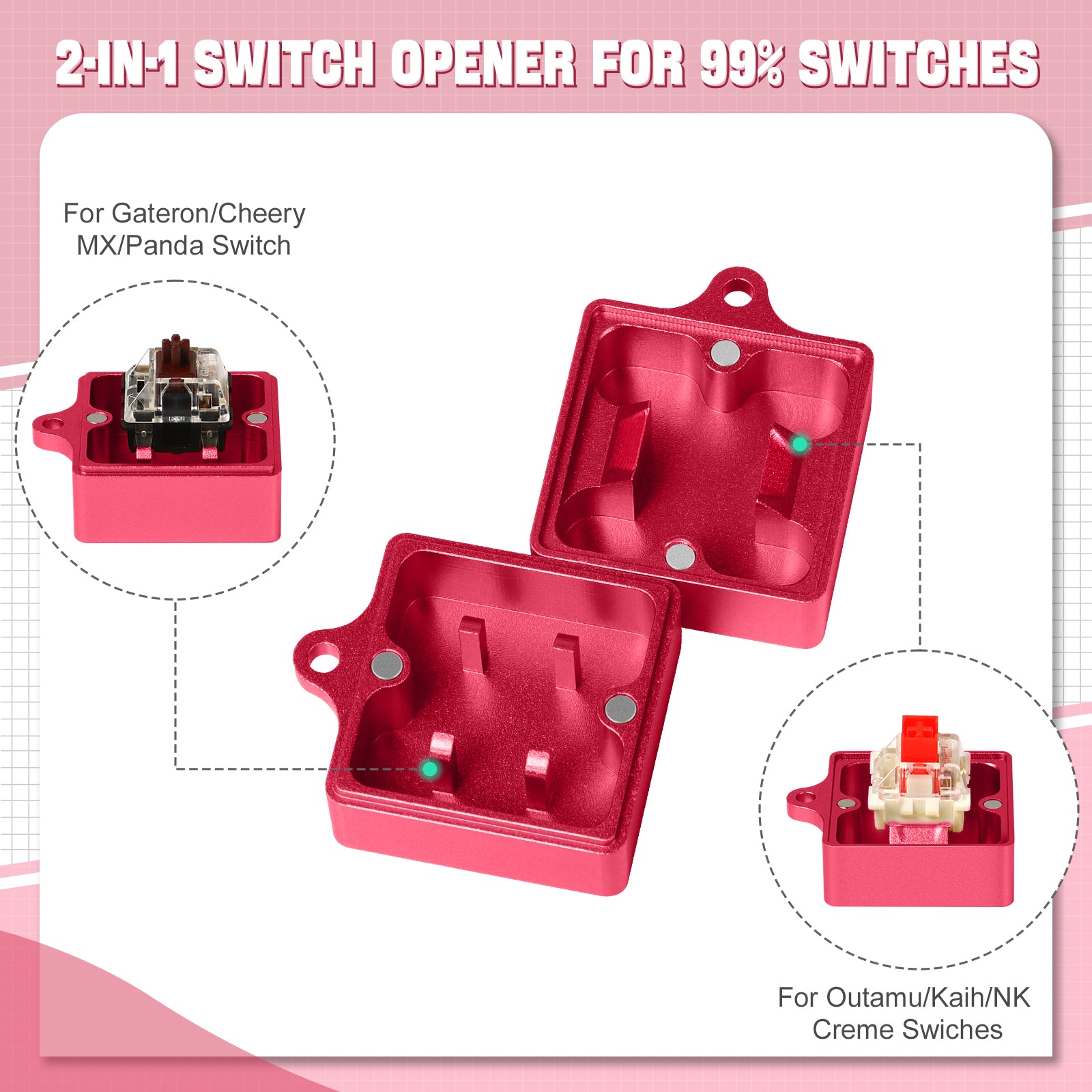 Switch Opener Kit with Switch Puller, Aluminum Mechanical Keyboard Switch Opener for Cherry MX Gateron Kailh Box Outemu Akko Panda Switch